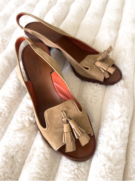 Santoni Shoes - Santoni Rose Collection Sling Back Peep Toe Sandals Italian Luxury